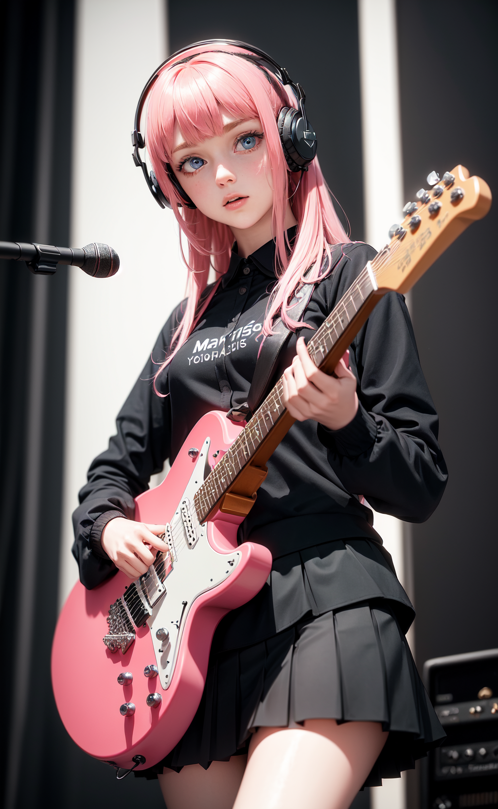 08727-3264165156-((masterpiece, best quality)), 1girl, solo, black skirt, blue eyes, electric guitar, guitar, headphones, holding, holding plectr.png